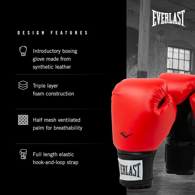 Боксерские перчатки Everlast 12 унций полиуретан красные унисекс - Фото 3 Боксерские перчатки Everlast 12 унций полиуретан красные унисекс - изображение 3