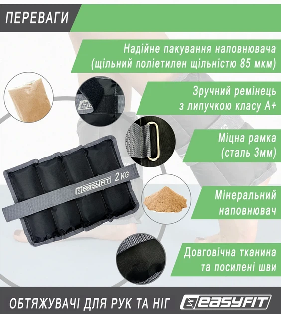 Утяжелители ProDobro Оксфорд 2 кг Черные - изображение 4