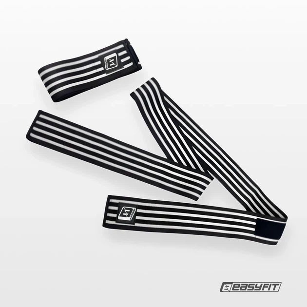 Бинт для приседаний EasyFit полиэстер 200 см черно-белый - изображение 4