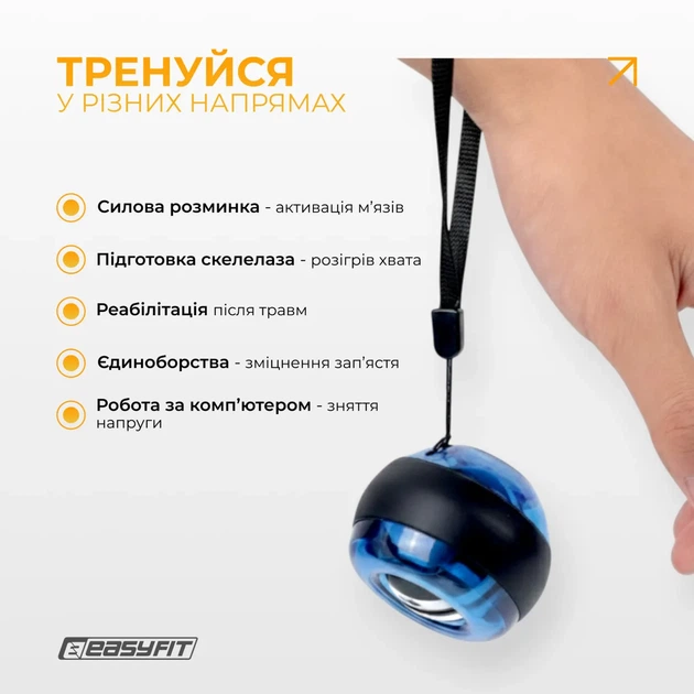 Гіроскопічний еспандер ProDobro полікарбонат 7х7х5,6 см синій LED підсвітка - зображення 5