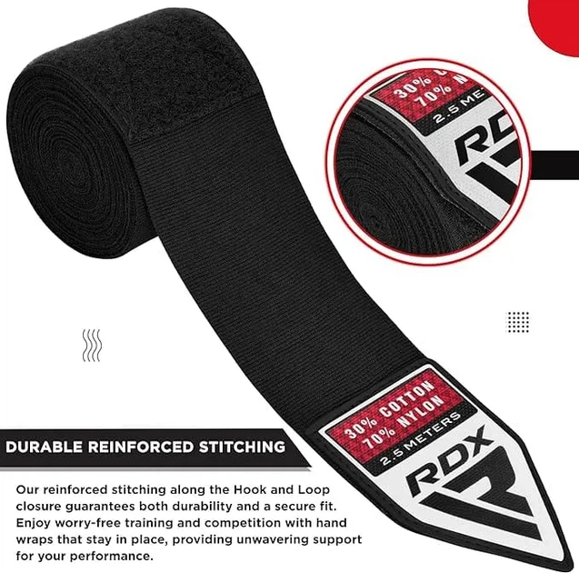 Бинти RDX 70% нейлон 2 5 м черный - изображение 4