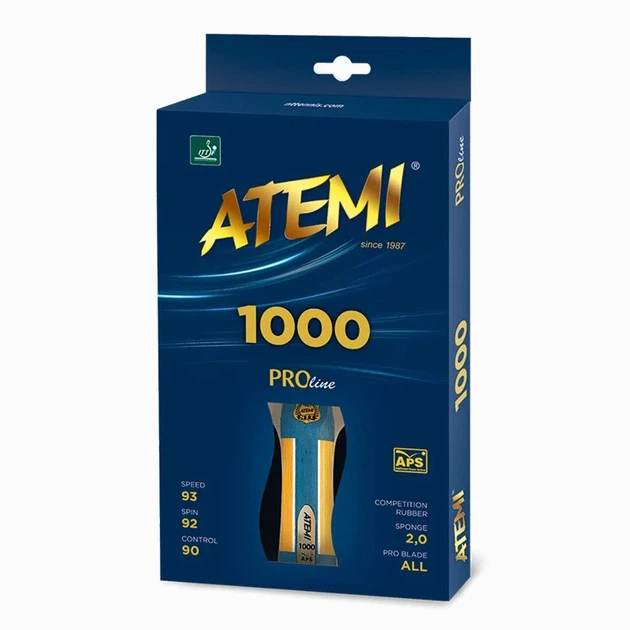 Ракетка Atemi деревина 5,5 мм гума чорна - зображення 2