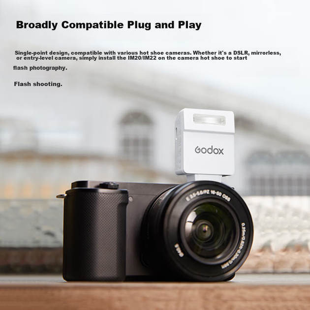 Спалах Godox IM22, компактний інтерфейс для гарячого башмака, універсальний спалах для камери з гарячим башмаком, маленький кубічний портативний спалах для зйомки на свіжому повітрі, портретна цифрова бездзеркальна камера [білий] - изображение 8