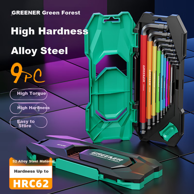 Набір шестигранних ключів GREENER з подовженою шестигранною викруткою Rainbow і шестигранним ключем. - зображення 4