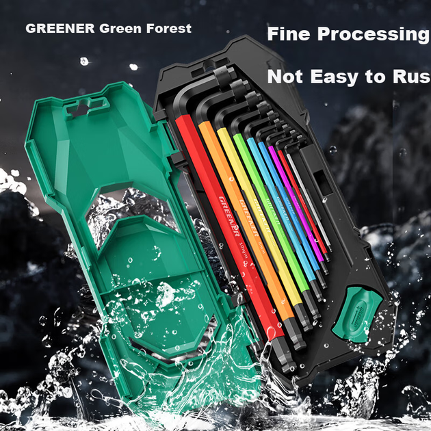 Набір шестигранних ключів GREENER з подовженою шестигранною викруткою Rainbow і шестигранним ключем. - зображення 5