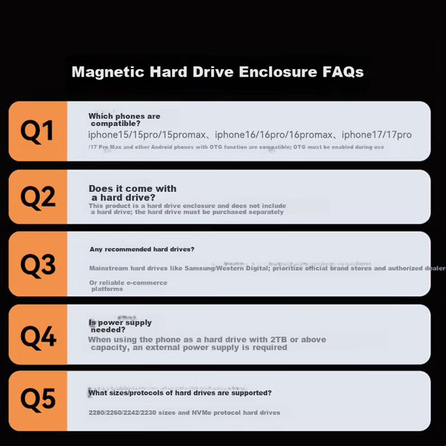 Зовнішній корпус для твердотільного накопичувача Acasis Magnetic M.2 NVMe SSD для Apple iPhone 17 Pro, мобільний телефон, комп'ютер, розширення електронного сховища EC1401 - зображення 4