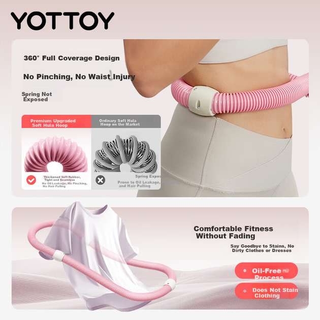 Бесшумный пружинный утяжеленный обруч Yottoy для взрослых, мягкий фитнес-обруч для женщин, для похудения талии и уменьшения жира на животе, серый, 1,5 кг. - Фото 7 Бесшумный пружинный утяжеленный обруч Yottoy для взрослых, мягкий фитнес-обруч для женщин, для похудения талии и уменьшения жира на животе, серый, 1,5 кг. - изображение 7