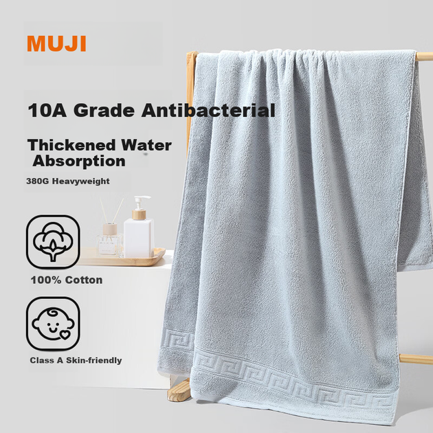Рушник MUJI банний класу 10 антибактеріальний бавовняний, розмір L - зображення 4