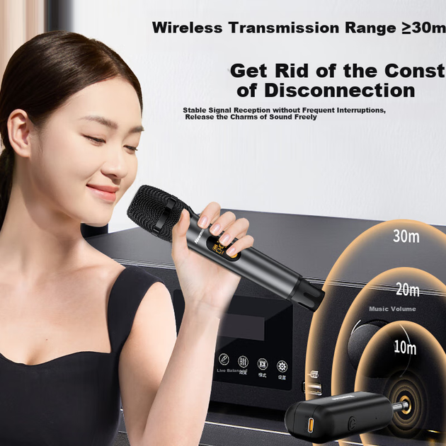 Беспроводной микрофон Newmine MC110 UHF двухканальный, для караоке, сцены и конференций - изображение 7