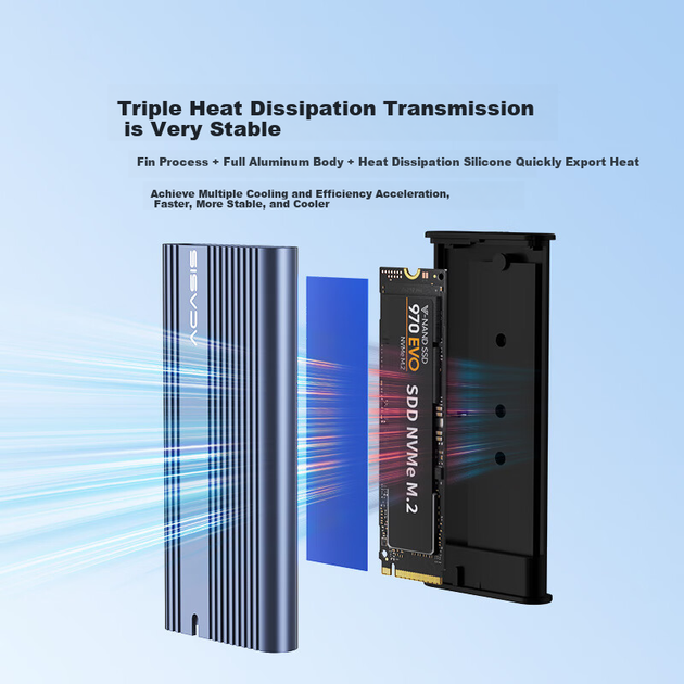 Корпус для зовнішнього SSD-накопичувача Acasis M.2 NVMe, портативний корпус для жорсткого диска Type-C 3.2, сумісний з ноутбуками та iPhone 16, корпус для зовнішнього SSD-накопичувача 10 Гбіт/с EC-4701 - зображення 6