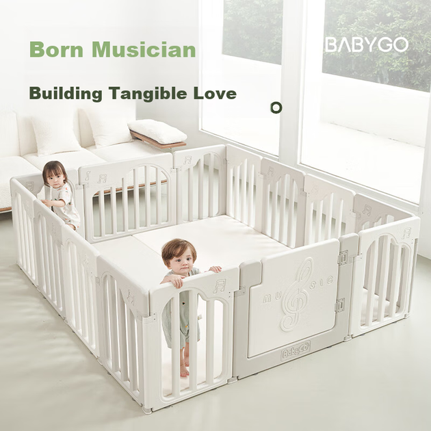 Детский игровой манеж BG-BABYGO Musician Playpen с ковриком для ползания и встроенным защитным ограждением для дома. - зображення 5