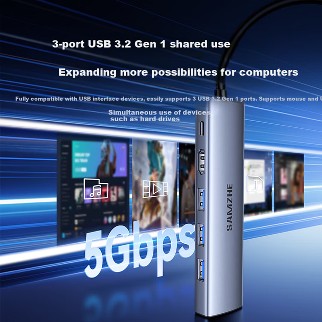 Док-станція Sanze Type-C, USB 3.0 Gigabit Ethernet Hub, адаптер Thunderbolt 4 - HDMI 4K для Apple MacBook/Mac mini DKK6 - зображення 6