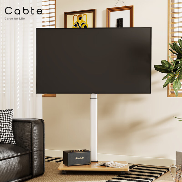 Подставка CABTE напольная мобильная для телевизора 32-75", жемчужно-белая - Фото 4 Подставка CABTE напольная мобильная для телевизора 32-75", жемчужно-белая - изображение 4