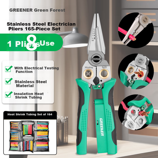 Електрична ручка GREENER 10 дюймів, інструмент для зачистки дроту, професійний інструмент електрика, побутовий кусачок для дроту з нержавіючої сталі, з'єднувач дроту, інструмент для обтиску дроту, багатофункціональний тестер напруги - Фото 4 Електрична ручка GREENER 10 дюймів, інструмент для зачистки дроту, професійний інструмент електрика, побутовий кусачок для дроту з нержавіючої сталі, з'єднувач дроту, інструмент для обтиску дроту, багатофункціональний тестер напруги - изображение 4