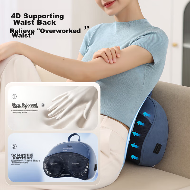 Массажер Haier HHZ-Y602M для шеи, плеч, поясницы и спины, массажная подушка - изображение 5