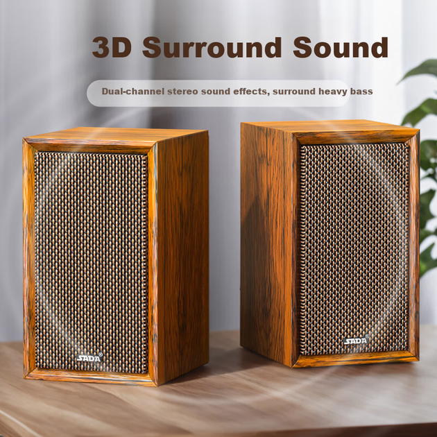 Комп'ютерні колонки Saida, настільні HiFi 2.0 активні дерев'яні колонки, домашній USB-сабвуфер, колонки для ноутбука, мультимедійний ігровий підсилювач високої гучності для домашнього використання, V-123 - зображення 4