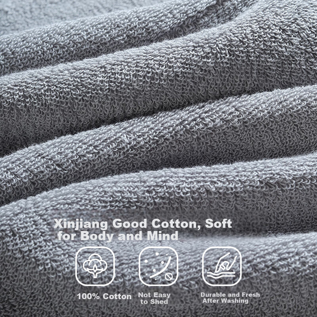 Банное полотенце MUJI, 10-й класс, антибактериальное, утолщенное, 100% чистый хлопок, синьцзянский хлопок, приятное для кожи, без ворса, высокоабсорбирующее, мужское, размер L. - зображення 6