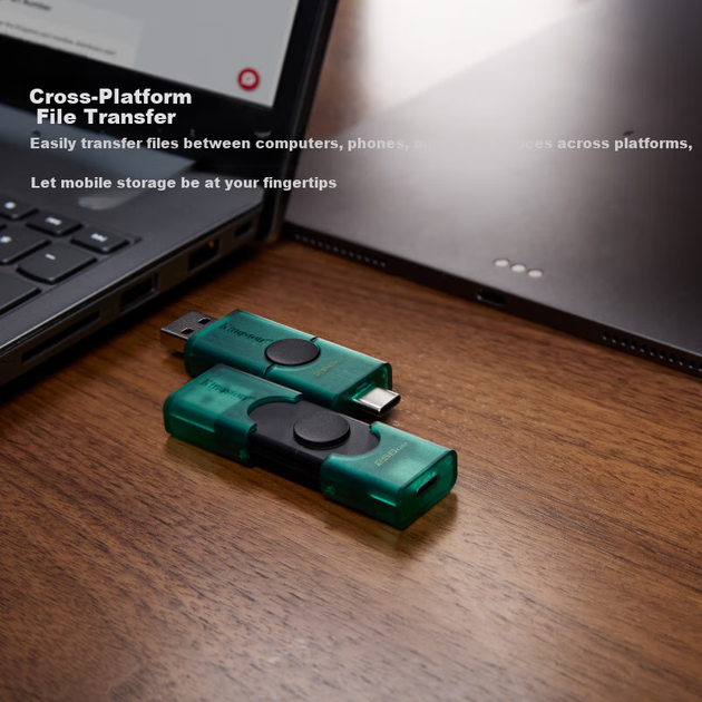 Флеш-накопитель Kingston 128 ГБ Type-C USB 3.2 с двойным интерфейсом DTDEG2, большой емкости, для офиса и автомобиля, совместим с телефонами Android и Apple, а также компьютерами. - изображение 4