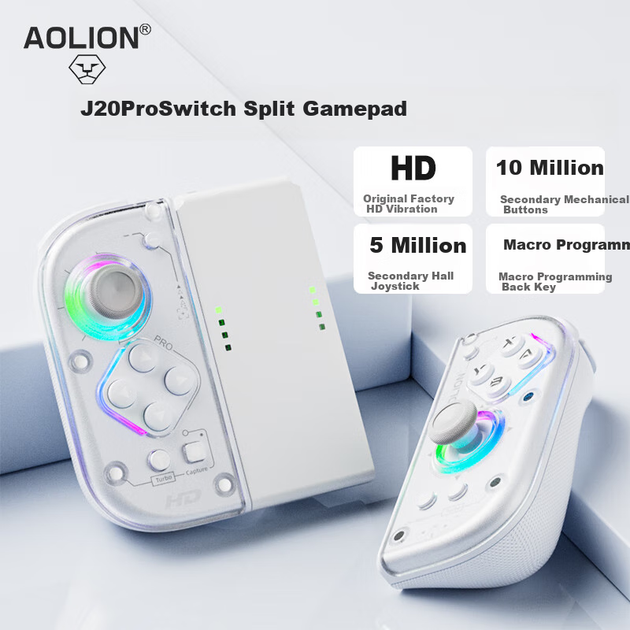 Беспроводной геймпад Aolion J20 Pro PC/Nintendo Switch/Nintendo Switch 2 White (AL-J20 PRO), без приемника - изображение 4
