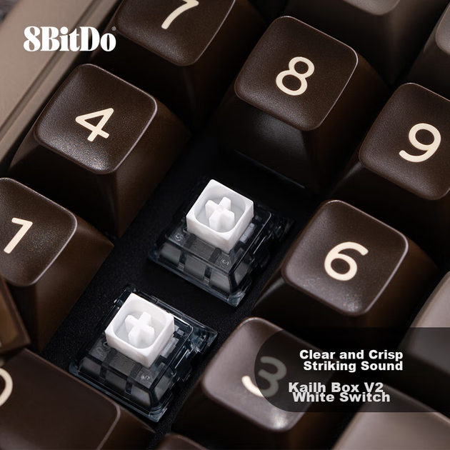 Цифрова клавіатура 8BitDo Retro18, компактна механічна клавіатура, ретро класична бездротова офісна трирежимна Bluetooth-дротова клавіатура для ПК з можливістю гарячої заміни - зображення 10