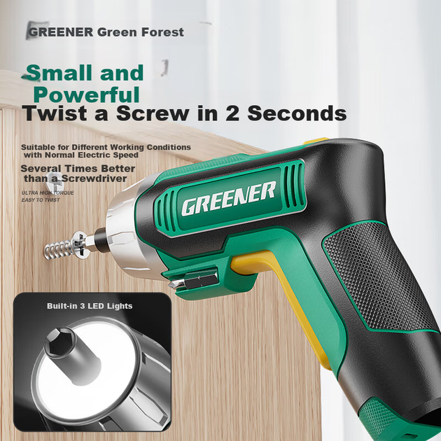 Аккумуляторная электроотвертка GREENER, 3–10 Н·м, набор 35 предметов - Фото 3 Аккумуляторная электроотвертка GREENER, 3–10 Н·м, набор 35 предметов - изображение 3