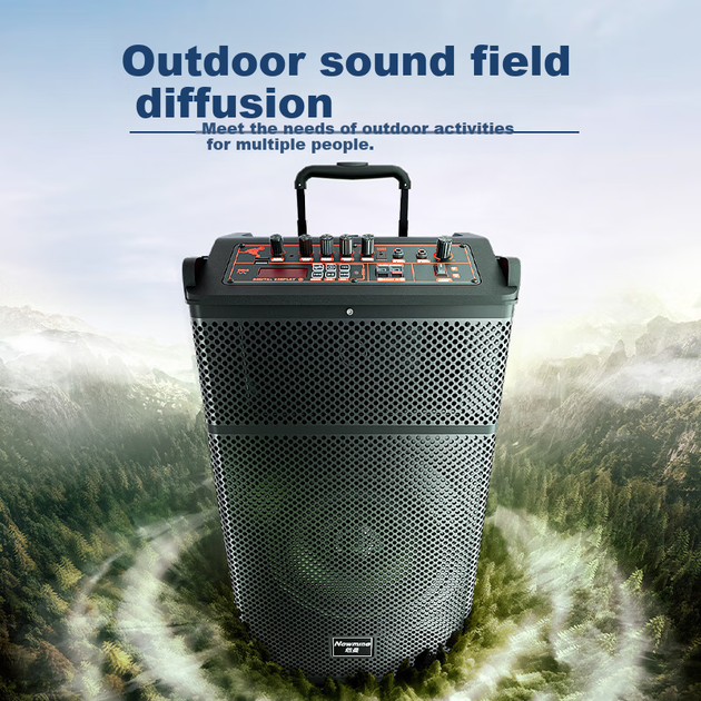 Портативний Newmine N520 Square Dance з потужним басом, відкритий караоке Bluetooth, візок, акустична гітара, народний інструмент, динамік, підсилювач для вуличних торгових точок, подвійний мікрофонний адаптер, 12 дюймів - изображение 5