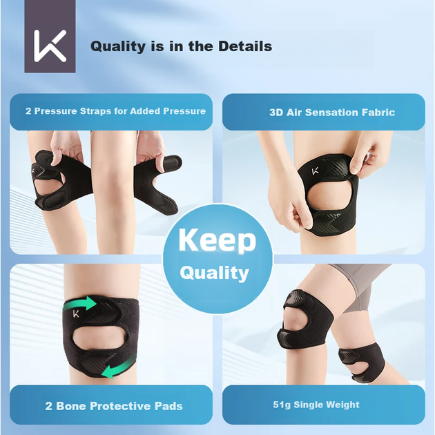 Профессиональный наколенник Keep Patellar Strap для занятий спортом, прыжков со скакалкой, бега и бадминтона. Защита коленного сустава. Комплект из 2 штук. - изображение 7