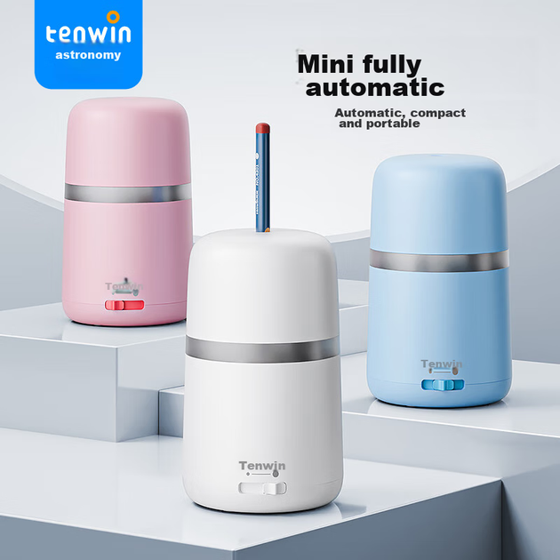 Повністю автоматична точилка для олівців TEN-WIN для учнів початкової школи, електрична точилка для дитячого шкільного приладдя, маленька обертова точилка для олівців рожевого кольору S8813-4 - изображение 4