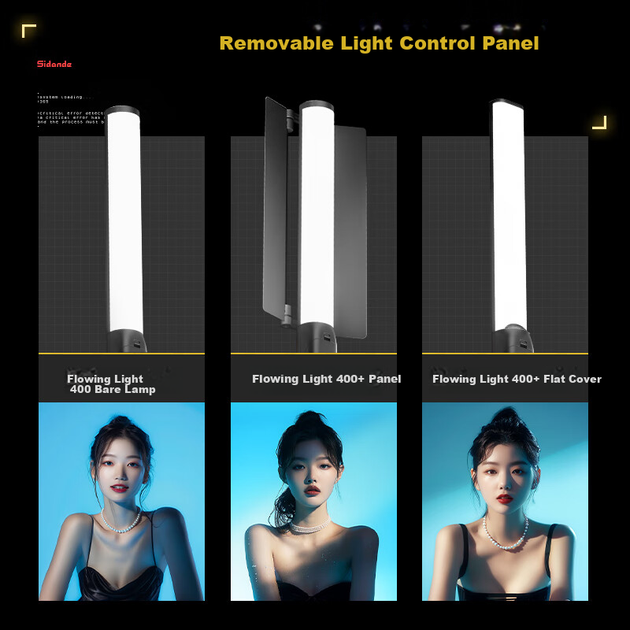 Комплект ручного светодиодного фонаря Sidande Flowing Light B400 Stick Light с двумя батареями, мощностью 25 Вт, для фотосъемки, портативный светодиодный фонарь RGB с регулируемой цветовой температурой, профессиональное освещение для уличной съемки. - зображення 5