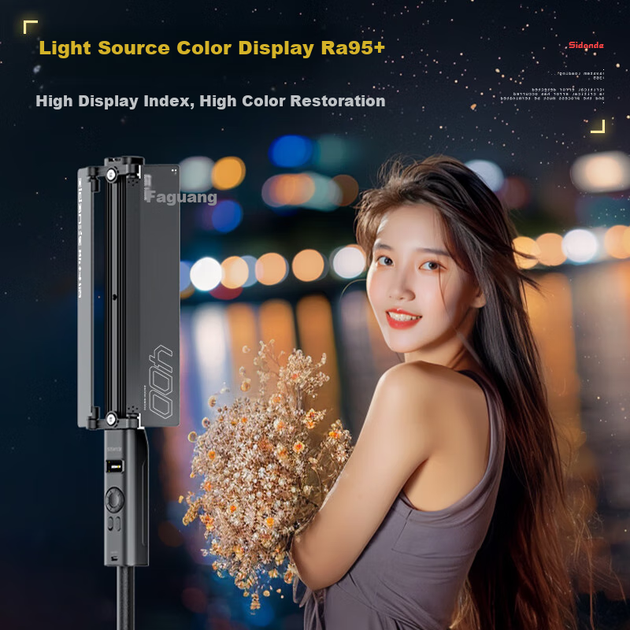 Комплект ручного светодиодного фонаря Sidande Flowing Light B400 Stick Light с двумя батареями, мощностью 25 Вт, для фотосъемки, портативный светодиодный фонарь RGB с регулируемой цветовой температурой, профессиональное освещение для уличной съемки. - зображення 10