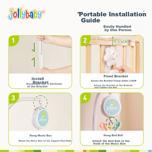 Мобіль Jollybaby для ліжечка музичний підвісний кролик - зображення 10