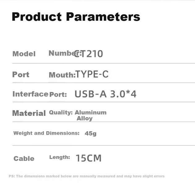 Багатопортовий концентратор HP Type-C – USB 3.0, високошвидкісна 4-портова док-станція для ноутбука, мультиадаптерний подовжувач - изображение 11