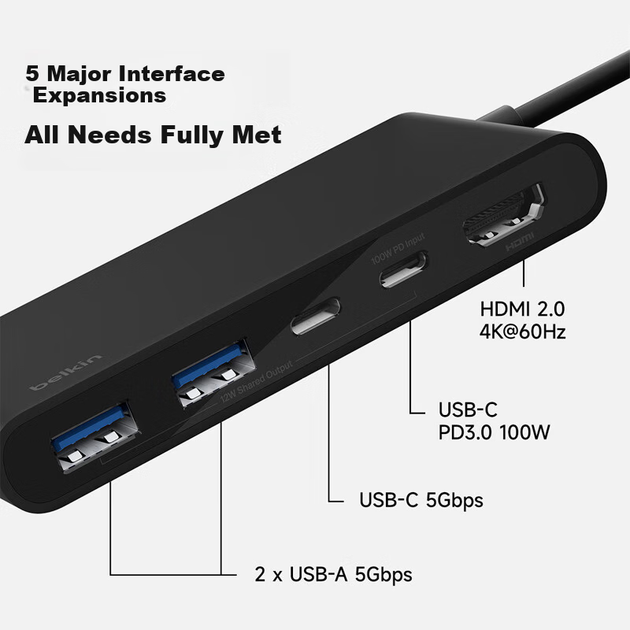 Док-станція BELKIN Type-C для iPad 5-в-1 HDMI для MacBook Thunderbolt AVC022 - Фото 6 Док-станція BELKIN Type-C для iPad 5-в-1 HDMI для MacBook Thunderbolt AVC022 - зображення 6