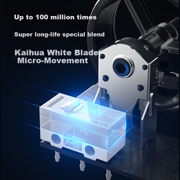 Бездротова миша MACHENIKE L9X1 Advanced Lightweight для ігор, кіберспорту, офісу, дротова/2.4G/Bluetooth, потрійний режим, PAW3395, подвійна, 8K, 49 г, без отворів, легкий дизайн, синій колір - изображение 9
