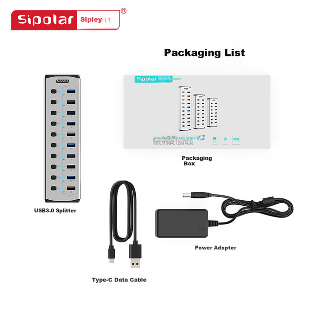 USB-концентратор SIPOLAR FS-803, 10 портов, USB 3.0 - Фото 6 USB-концентратор SIPOLAR FS-803, 10 портов, USB 3.0 - изображение 6