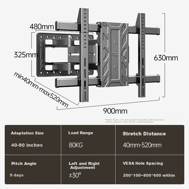 Кронштейн для ТВ Junao 40-90", поворотный - изображение 6
