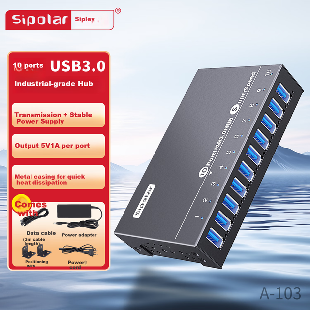 Док-станция расширения SIPOLAR с 10 портами, USB 3.0, концентратор с быстрой зарядкой 60 Вт, промышленный разветвитель A-103 (3 метра), концентратор для массового управления телефонами и пакетной обработки жестких дисков, один порт 5 В/1 А. - Фото 4 Док-станция расширения SIPOLAR с 10 портами, USB 3.0, концентратор с быстрой зарядкой 60 Вт, промышленный разветвитель A-103 (3 метра), концентратор для массового управления телефонами и пакетной обработки жестких дисков, один порт 5 В/1 А. - изображение 4