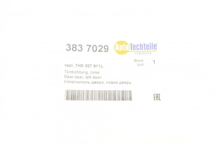 Ущільнювач дверей, ліві двері AUTOTECHTEILE 383 7029 AUTOTECHTEILE 383 7029 7H0837911L, 7E0837911B - Фото 2 Ущільнювач дверей, ліві двері AUTOTECHTEILE 383 7029 AUTOTECHTEILE 383 7029 7H0837911L, 7E0837911B - изображение 2