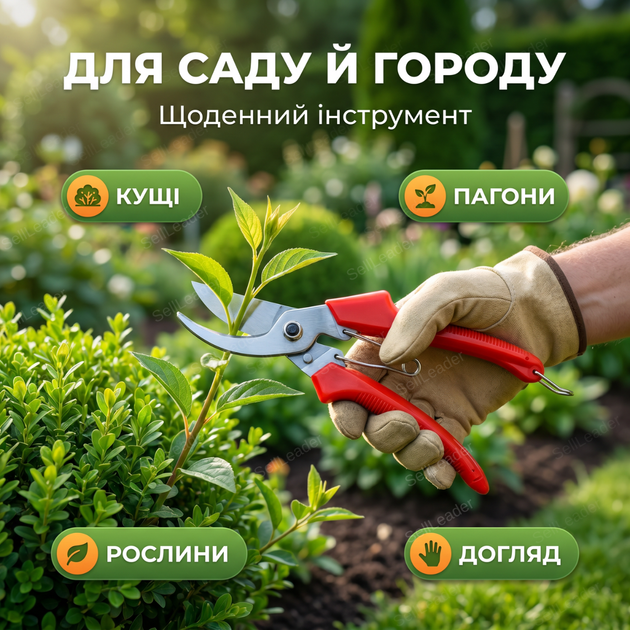 Секатор AgroStar мод.120 15 мм рез для цветов винограда кустов лозы садовый стальное лезвие обрезчик пружинный - изображение 3