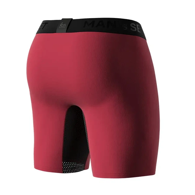 Мужские анатомические боксеры Anatomic Long 2.0 Light Black Series бордовые хлопковые удлиненные с карманом и сеткой удлиненные мужские трусы предотвращающие натирание для спорта и повседневной носки удобные дышащие с внутренним карманом 3XL - изображение 5