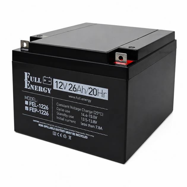 Аккумуляторная батарея Full Energy FEP-1226 AGM 12 В 26 Ач F2 Black - Фото 1 Аккумуляторная батарея Full Energy FEP-1226 AGM 12 В 26 Ач F2 Black - изображение 1