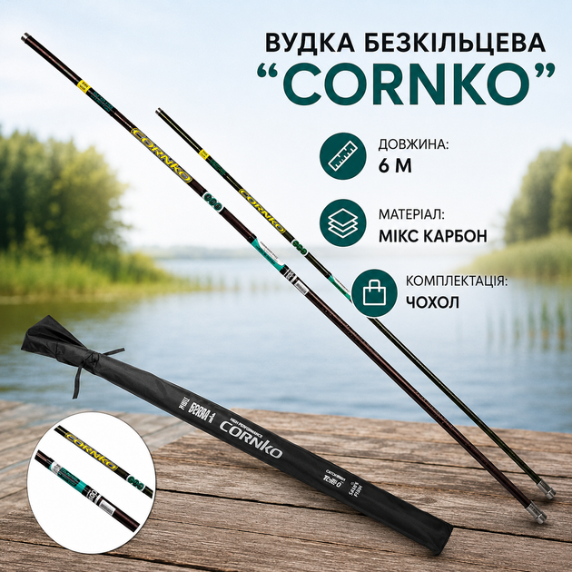 Удочка телескопическая маховая Cornko SF24368-6 бескольцевая 6 м 10–30 г Красно-черный - изображение 5