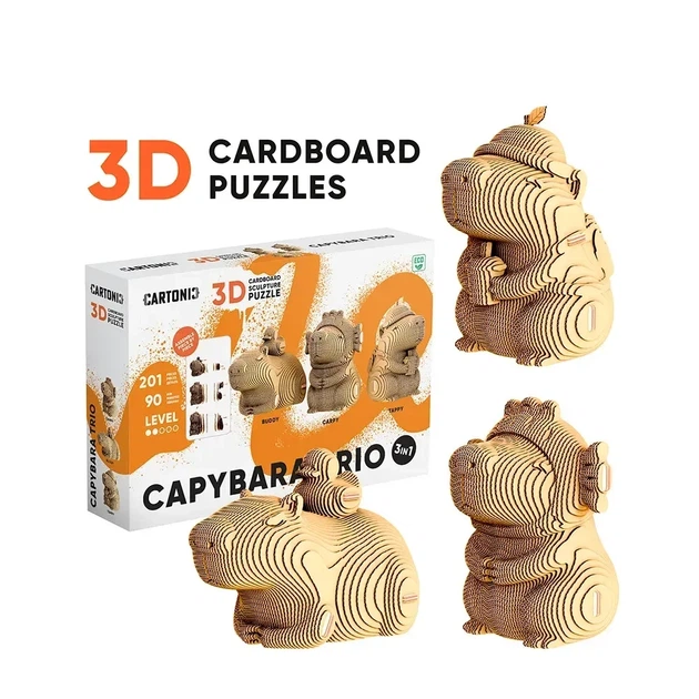 3D Пазл Картонний Cartonic Тріо Капібар 3 в 1 CAPYBARA TRIO TRIO 201 деталь - Фото 1 3D Пазл Картонний Cartonic Тріо Капібар 3 в 1 CAPYBARA TRIO TRIO 201 деталь - зображення 1