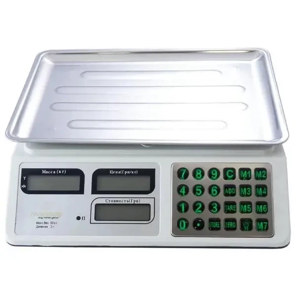 Весы торговые Crownberg CB-5006 до 50 кг электронные с аккумулятором 6V платформа из нержавейки - Фото 1 Весы торговые Crownberg CB-5006 до 50 кг электронные с аккумулятором 6V платформа из нержавейки - изображение 1