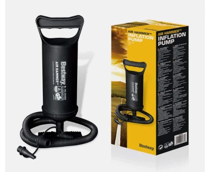 Ручний насос Bestway 62002 двосторонньої дії – 31 см, продуктивність 0,85×2 л за хід, 3 універсальні насадки та гнучкий шланг - Фото 1 Ручний насос Bestway 62002 двосторонньої дії – 31 см, продуктивність 0,85×2 л за хід, 3 універсальні насадки та гнучкий шланг - зображення 1