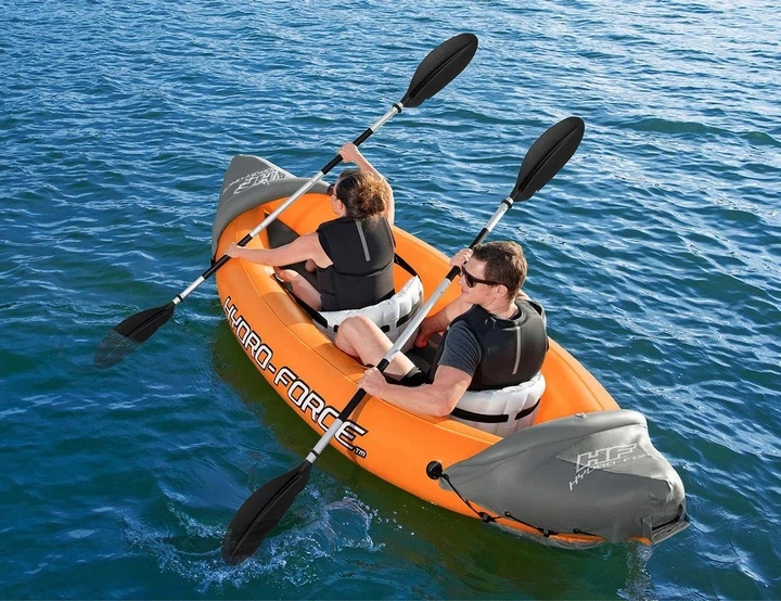 Надувний каяк Bestway Lite-Rapid X2 65077 – 2-місний байдарка 321×88×42 см, вантажопідйомність до 160 кг, у комплекті 2 весла та насос - зображення 2