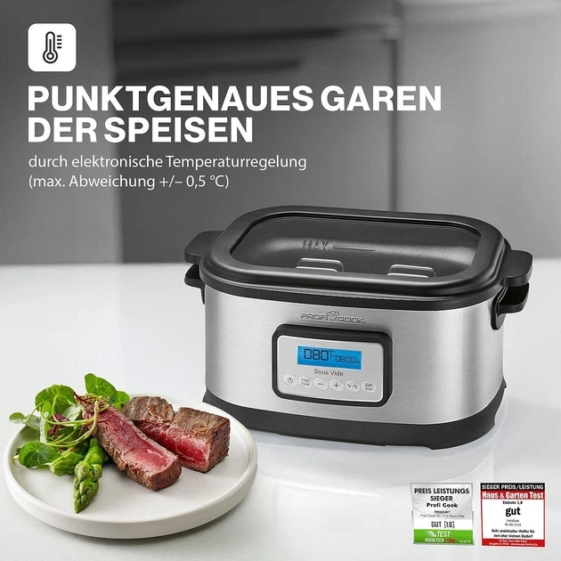 Аппарат Sous Vide ProfiCook PC-SV 1112 – вакуумная печь 8.5 л, 520 Вт, электронный дисплей, таймер до 72 часов, точный контроль температуры - изображение 3