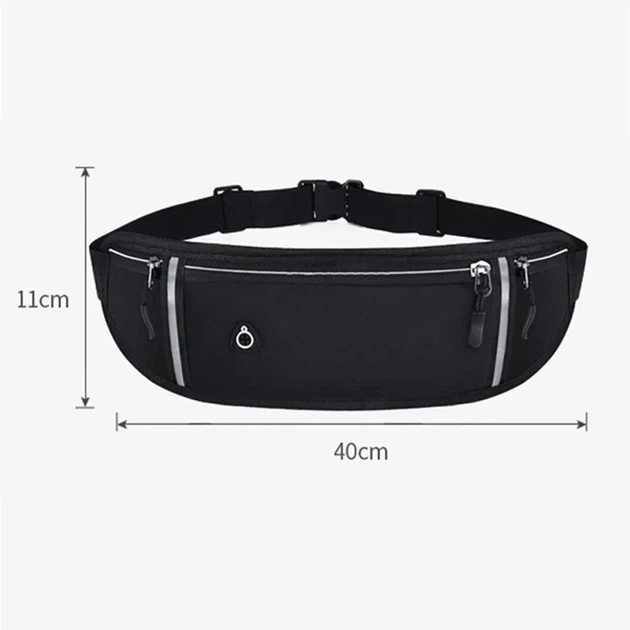 Спортивная сумка на пояс 40х10 см RunningBag сумка для бега с 3 карманами черный (R051723) - изображение 3