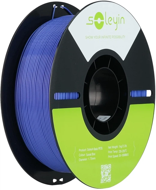 Пластик Creality Soleyin PETG Filament для 3D принтера 1 кг 1.75 мм Вечірньо-небесно-синій (3301030156) - Фото 1 Пластик Creality Soleyin PETG Filament для 3D принтера 1 кг 1.75 мм Вечірньо-небесно-синій (3301030156) - зображення 1