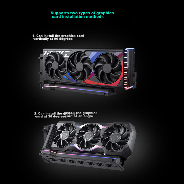 Комплект удлинительных кабелей PHANTEKS PCI-E 5.0 Black с поворотным вертикальным кронштейном / Универсальный корпус ATX на 7 слотов / Подсветка ARGB / Защита от электромагнитных помех / Видеокарта 5090 - изображение 5
